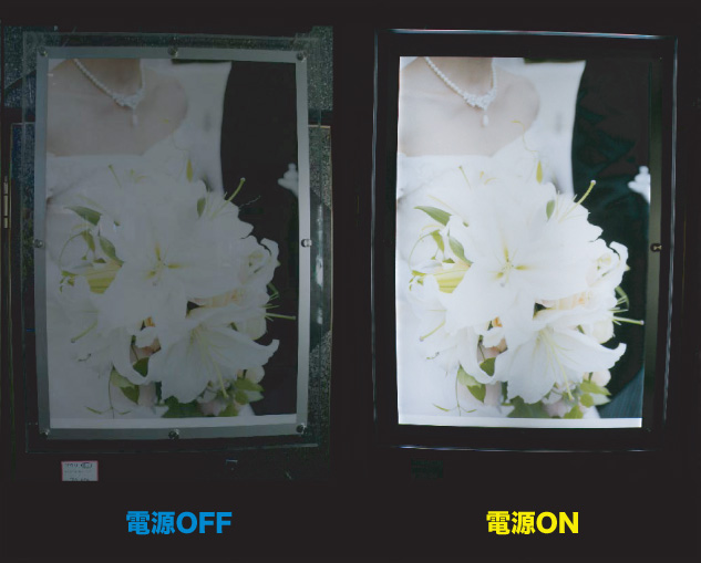 電源ON 電源OFFの比較写真